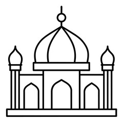 minimal masjid vector art  illustration, black color silhouette, silhouette, white background (7)