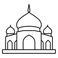 minimal masjid vector art  illustration, black color silhouette, silhouette, white background (6)