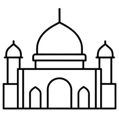 minimal masjid vector art  illustration, black color silhouette, silhouette, white background (8)