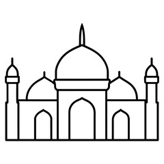 minimal masjid vector art  illustration, black color silhouette, silhouette, white background (18)