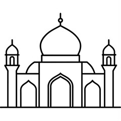 minimal masjid vector art  illustration, black color silhouette, silhouette, white background (23)
