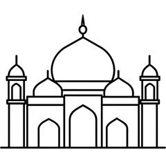 minimal masjid vector art  illustration, black color silhouette, silhouette, white background (24)