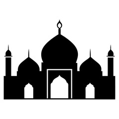 minimal masjid vector art  illustration, black color silhouette, silhouette, white background (45)