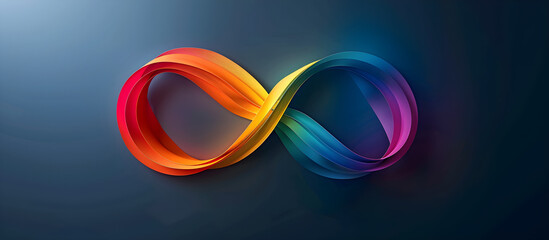 World Autism Awareness Day background with rainbow colored infinity symbol representing autism disorder, ADHD, and neurodiversity.