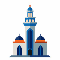 modern mosque tower, stylish modern mosque, solid white color background (16)