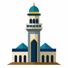 modern mosque tower, stylish modern mosque, solid white color background (17)