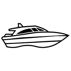 speed boat icon vector art illustration, solid white background (14)