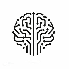 Minimalist artificial intelligence (AI) logo on a white background