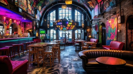 Obraz premium graffiti pub interior