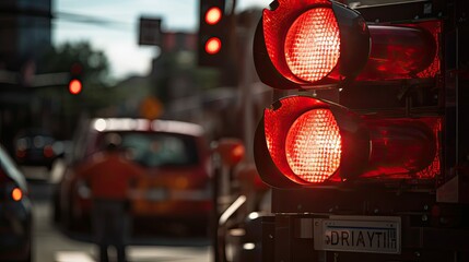 passersby red flashing light