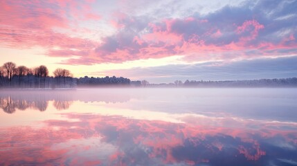reflection pink sunrise clouds