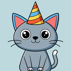 cute cat in celebrating hat