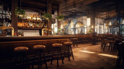 wooden blurred bar interior