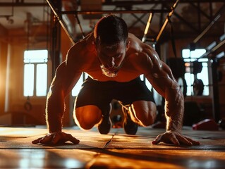Obraz premium Home Workout Timing Fitness App Use