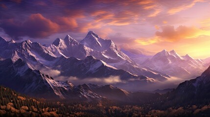 mountain gold purple