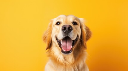 retriever dog yellow background