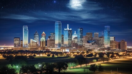 Naklejka premium city full moon stars