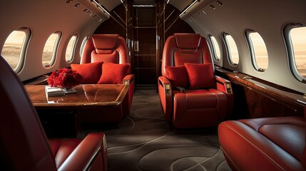 elegance blurred private jet interior