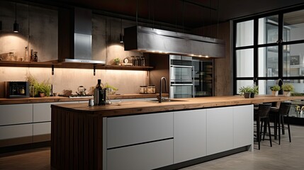 contemporary brown counter kitchen