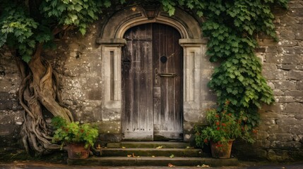 weathered brown door