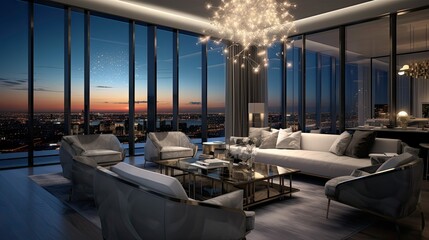 city blurred luxury condo interior
