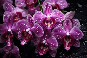 Delicate Spa orchids drops. Meditation relax. Generate Ai