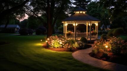 solar landscape lighting yard