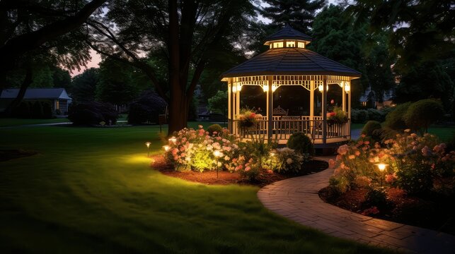 solar landscape lighting yard