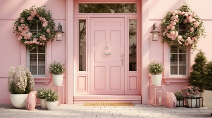 cottage pink front door