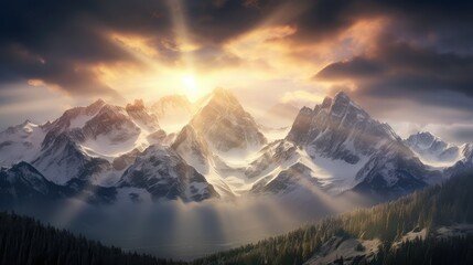 mountain light beam overlay