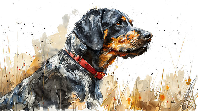 watercolor painting portrait of a rottweiler dog