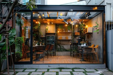 Small cafe design, made with Insulated Glass , nocked down , easy for removing.