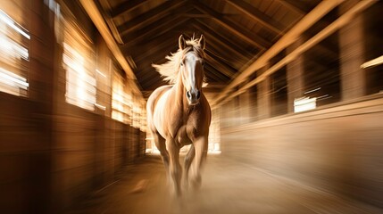 horse blurred barn interior