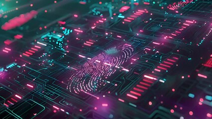 Digital fingerprint scanning graphic with advanced security grid