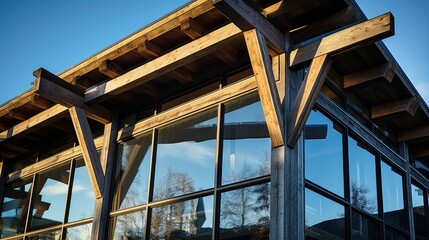 Naklejka premium wood exterior timber frame