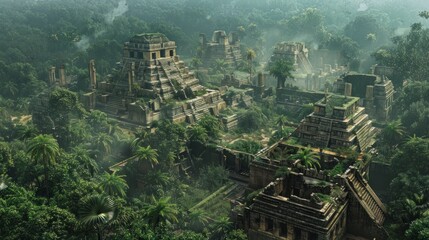 Obraz premium hidden pyramid within the amazon aerial view
