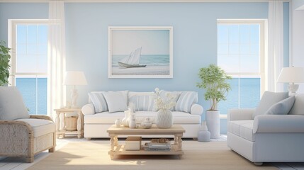serene blurred coastal interior design