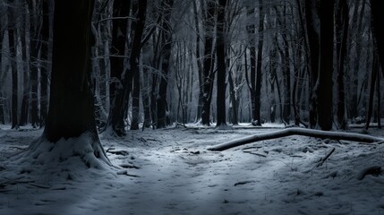 snow dark snowy forest - Powered by Adobe