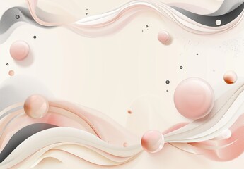 Delicate and soft abstract background with fluid shapes and bubbles in a serene and dreamy composition of pink and beige