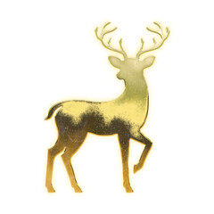 Very realistic golden deer, alpha channel, transparent background