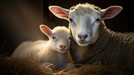 Fototapeta premium nursing lamb sheep farm