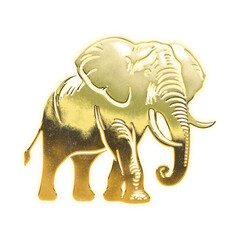 Very realistic golden elephant, alpha channel, transparent background