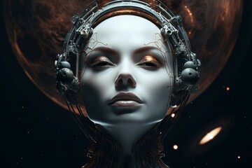 Ethereal Woman space face. Model beauty. Generate Ai