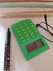 HELLO inscription on the calculator screen