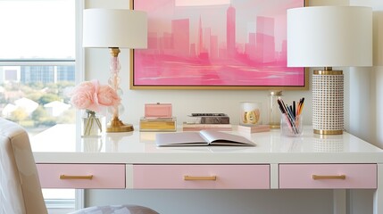 stylish desk pink
