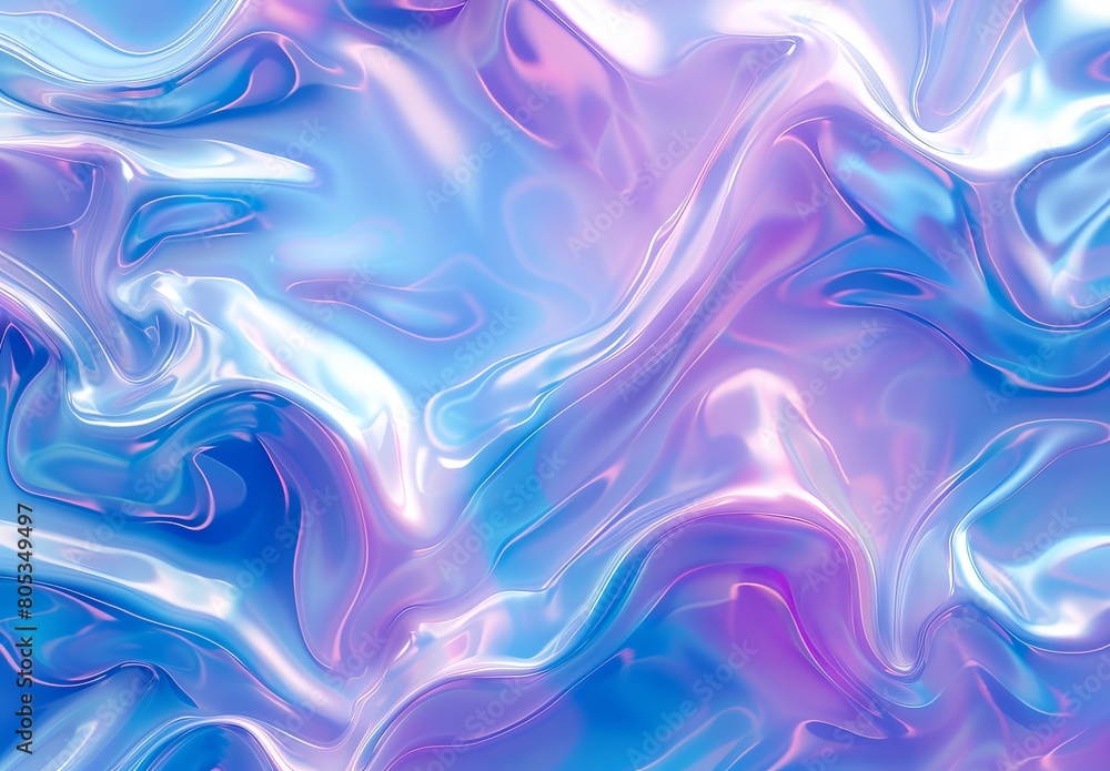 Wall mural This image features a fluid abstract pattern with swirling purples and blues, resembling a marbled texture