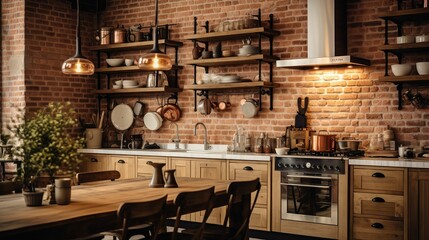 exposed blurred rustic interior design