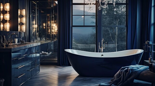 soft blurred navy blue interior