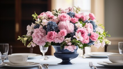 wedding navy and pink flowers