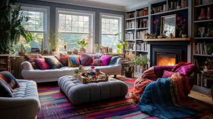 living blurred comfortable home interior